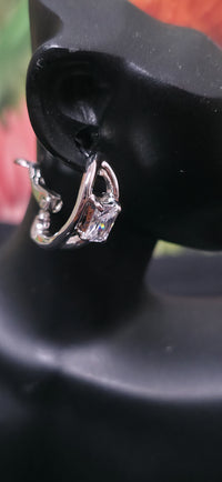 Silberne Creolen mit Strass Stein – Elegante Ohrringe mit Glitzer