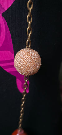 Lange Statement-Kette Vintage-Stil – Braun & Rostrot