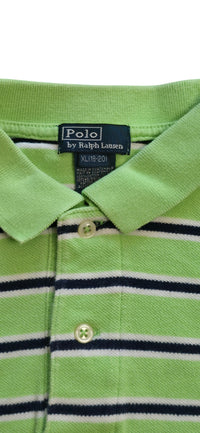 Ralph Lauren Polo Shirt gestreift Grün, Weiß, Schwart