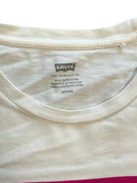 Levis T-Shirt in Weiß Logo mit Rosa/lila und Blauen Streifen